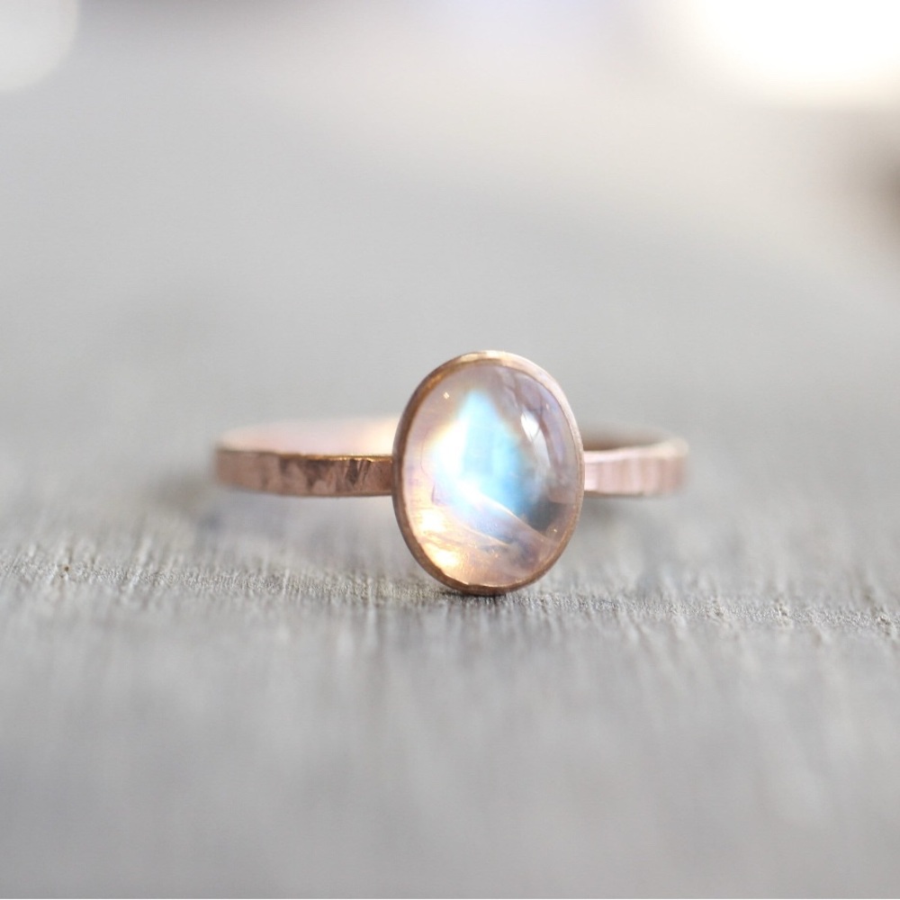Rainbow Moonstone Rose Gold Ring. New. - Picture 11 of 13